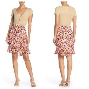 CATHERINE MALANDRINO Ruffle Hem Floral Skirt M